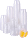 TashiBox 200 Pack of 2-Ounce Disposable Plastic Jello Shot Cups with Lids, Souffle Portion Container, 2 oz-200 Sets, Clear