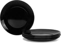 LaGlint 8.5 inch Salad Plate Set of 6, Lightweight Opal Glass Round Black Plates for Appetizer Dessert Kitchen, Dishwasher and Microwave Safe