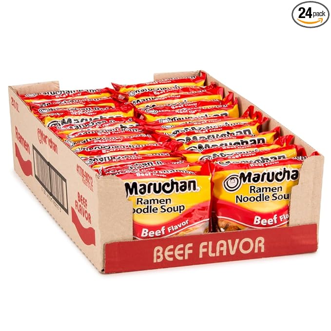 Maruchan Ramen Noodle Soup, Beef Flavor – Japanese-Style Instant Noodles, Quick & Easy Meal for Kids, Students & Busy Families – 3 Oz. (24 Pack)
