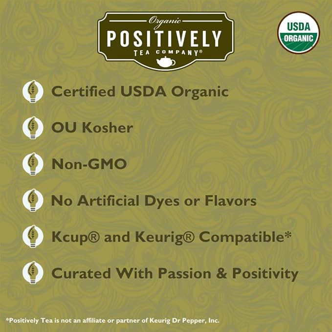 Organic Positively Tea Company, Yerba Mate Tea (Unsmoked), K-Cup Compatible, 24 Pods