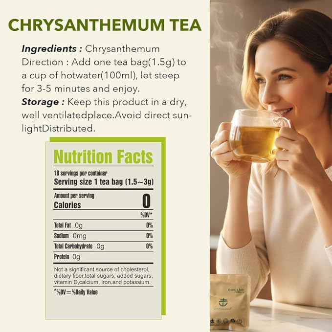 Soilmount - Chrysanthemum Tea - |Ju Hua|菊花|18 Bags per Box, Naturally Fragrant, Perfect for Daily Enjoyment