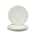 Ceramic dinner plate set (4 pieces), ceramic dinner plates, embossed salad plates, Kitchen Porcelain Serving Dishes, microwave/oven/dishwasher safe, scratch-resistant.