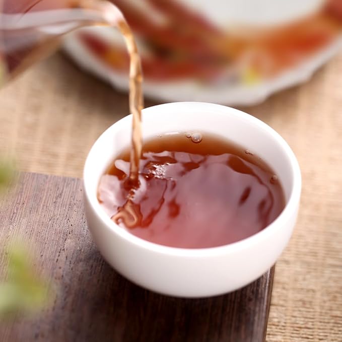 SANRAN Pu Erh Tea, Aged Puer Tea Cake, Ripe Puerh Black Tea, Year 2015, 12.60oz