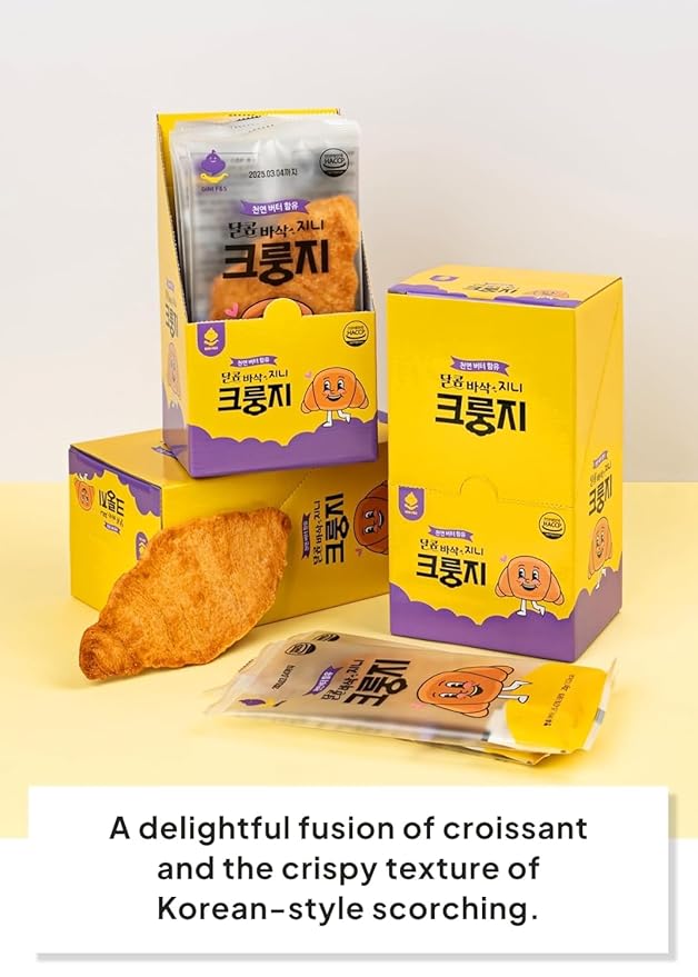 Korean Food Dessert Flat Croissant Snack Variety Pack (Original, Salt, Honey) | 30 Individually Wrapped Crispy Layered Pastry Chips (3 Boxes x 10 Packs), Pack of 30