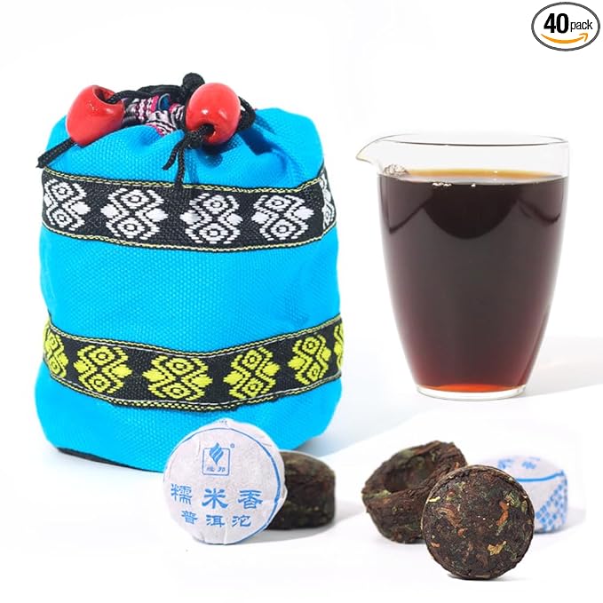 LWXLJMJZC-40pcs Cooked Stick Rice Puerh Tea|Ripe(Shu) Mini Tuo Cha|Yunnan Glutinous Rice Balls Pu erh Cake