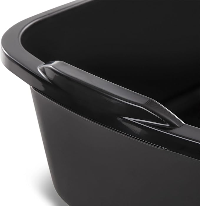 Plastic Wash Tub Dishpan Basin and Foot Bath for Soaking Feet, Laundry Hand Wash Bucket, Dish Pans for Washing and Storage Cleaning Supplies - 18 Qt - Heavy Duty Black