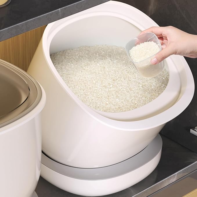 Spreezy Rice Container (12 lbs Rice, 8 lbs Flour), Food Storage Containers with Lids, Cereal Containers Storage, Flour Sugar Storage Containers, Rice Storage Container for Kitchen Pantry Organization