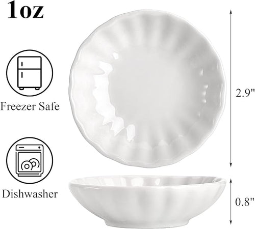 Hiceeden 20 Pack 2.9 Inch Soy Sauce Dish, Ceramic Pinch Bowl 1 Oz, Mini Porcelain Dipping Bowl Plate for Side Dishes, Condiment, Sushi, Ketchup, Appetizer