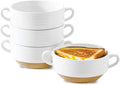 HASENSE Ceramic Soup Bowls with Handles, 24 Oz French Onion Soup Crocks Set of 4, Stackable White Serving Bowls for Stew, Chili & Cereal, Oven Microwave Dishwasher Safe, Christmas Kitchen Gift