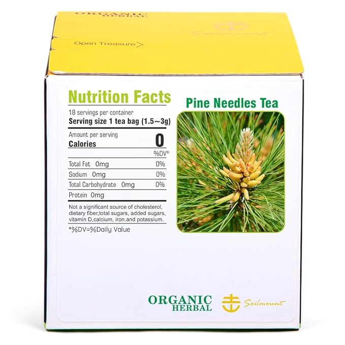 Soilmount - Pine Needle Tea - |Massoniana Tea|马尾松|Ma wei song|솔잎| - Pure Herbal Tea - Natural, Organic, Non-GMO, Clean Ingredients, Caffeine Free (18 Tea Bags, Box 1)