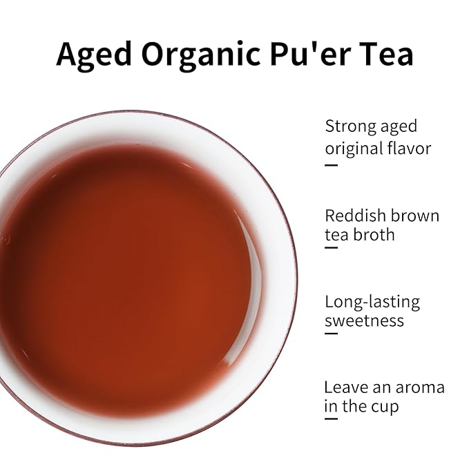 LAPALIDE 3.53 Oz Puerh Tea Loose Leaf, USDA Organic Pu erh Tea, Yunnan Puerh tea loose leaf Mellow and Rich, Improved Pu'er Ancient Tree Leaves Using Dry Storage