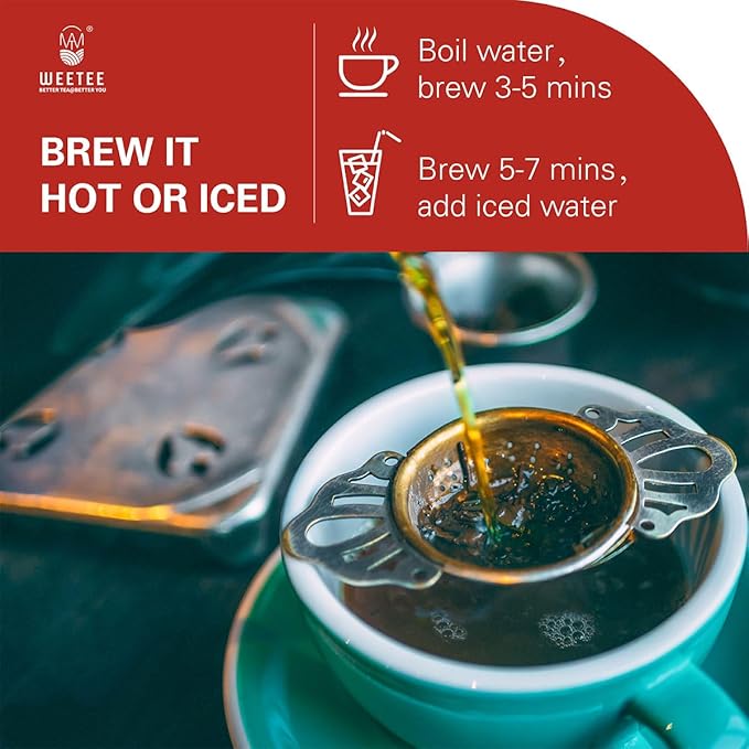 WT WEETEE Organic Pu-erh Loose Leaf Tea, Organic Ripe Pu'erh Tea 228g / 8 ounce, Earthy Darktea Blacktea, Rich Antioxidants
