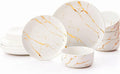 Pokini White Gold Splash Dinnerware Sets, 12 Pieces Fine China Marble Plates and Bowls Sets, Modern Porcelain Dish Set for 4, Luxury Dinner Set for Formal Dinners and Weddings