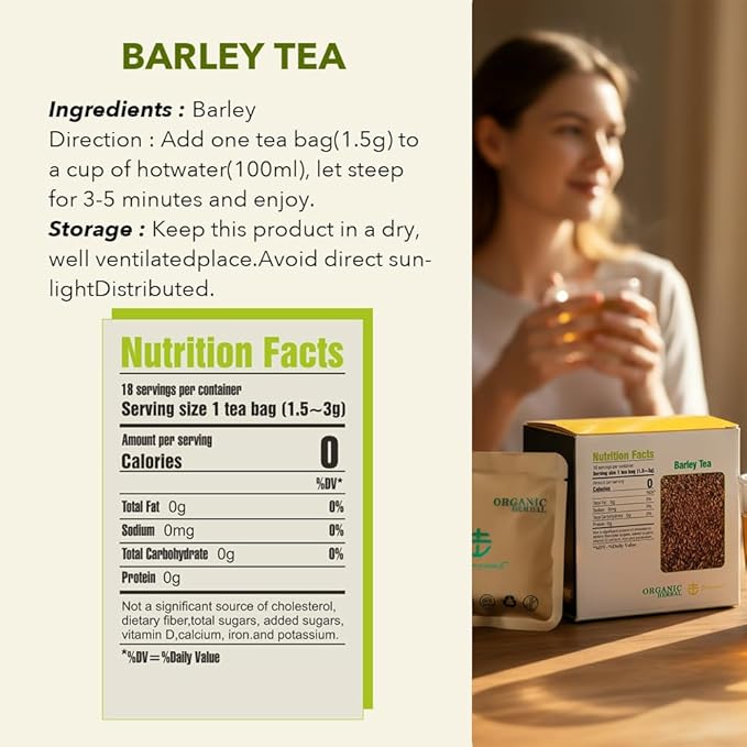 Soilmount - Barley Tea | Pure Barley | Da mai cha – 18 Tea Bags per Box, Naturally Flavored, Promotes Health and Relaxation