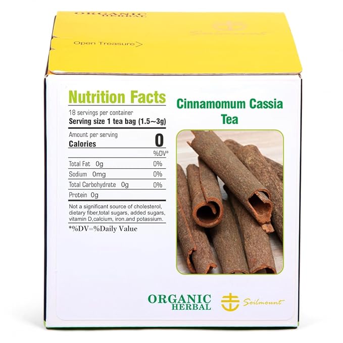 Soilmount Organic Cinnamon Tea Bags| Rou Gui – 18 Tea Bags per Box, Naturally Flavored, Promotes Health and Relaxation