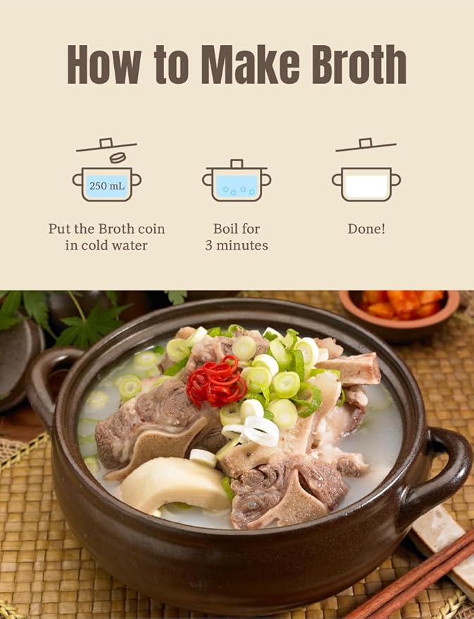 Good Taste Korean Traditional Sagol Broth Coin 3.5g x 30 tablets (105g) / Basic Base Soup Stock 한국산 사골 코인 육수