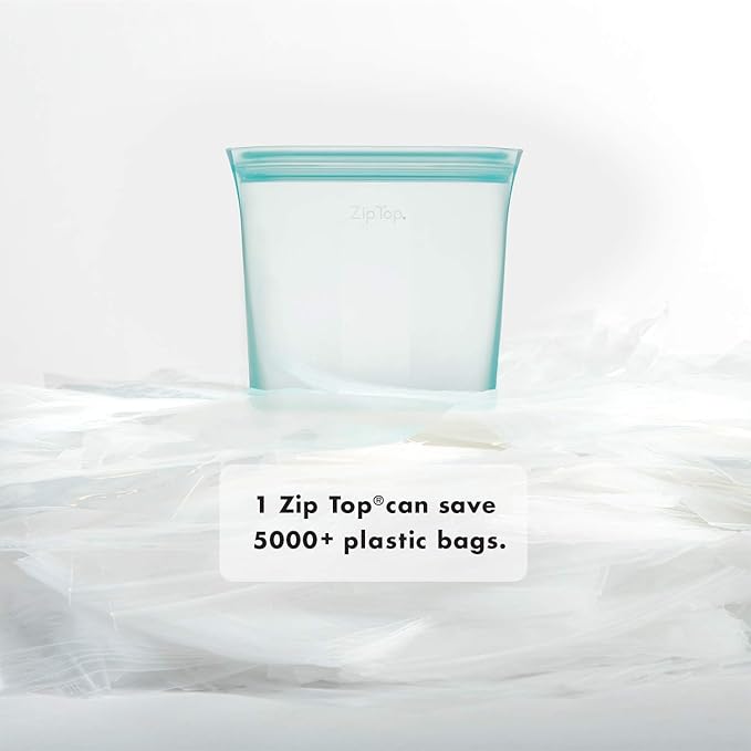 Zip Top Reusable Food Storage Bags | Sandwich Bag [Frost] | Silicone Meal Prep Container | Microwave, Dishwasher and Freezer Safe | Made in the USA