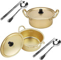Ramen Pot, 2 Pack Korean Pots Korean Ramen Pot With Lid 2 Spoons And 2 Pairs Of Chopsticks For Kitchen Cookware
