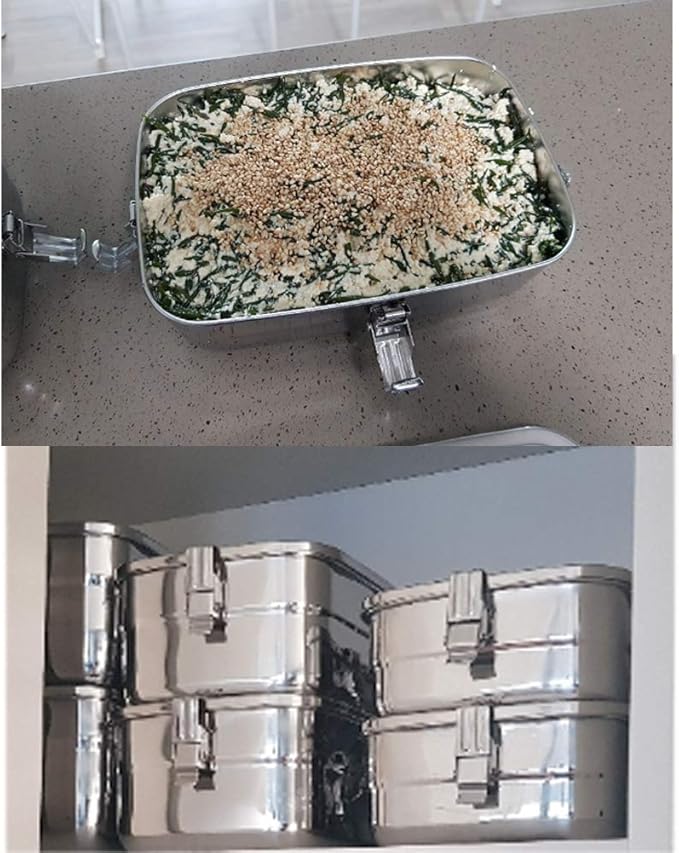 all Stainless Steel 304 Storage Sealed Container Set 3P (1.0L + 1.3L + 1.7L) for Storing Kimchi through Side Dish Vegetable Made in Korea