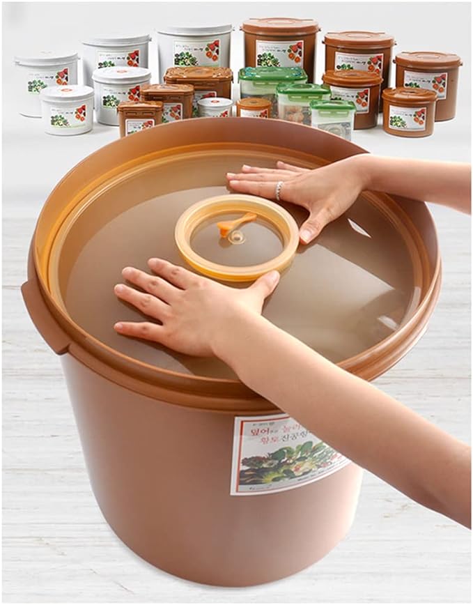 e-jen Premium Kimchi, Sauerkraut Container Probiotic Fermentation with Inner Vacuum Lid Round (1.3 gal/ 5L)