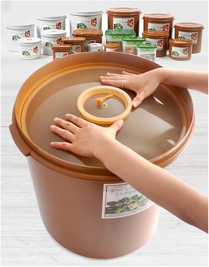 E-Jen Premium Kimchi, Sauerkraut Container Probiotic Fermentation with Inner Vacuum Lid Round (8.4 gal/ 32L)