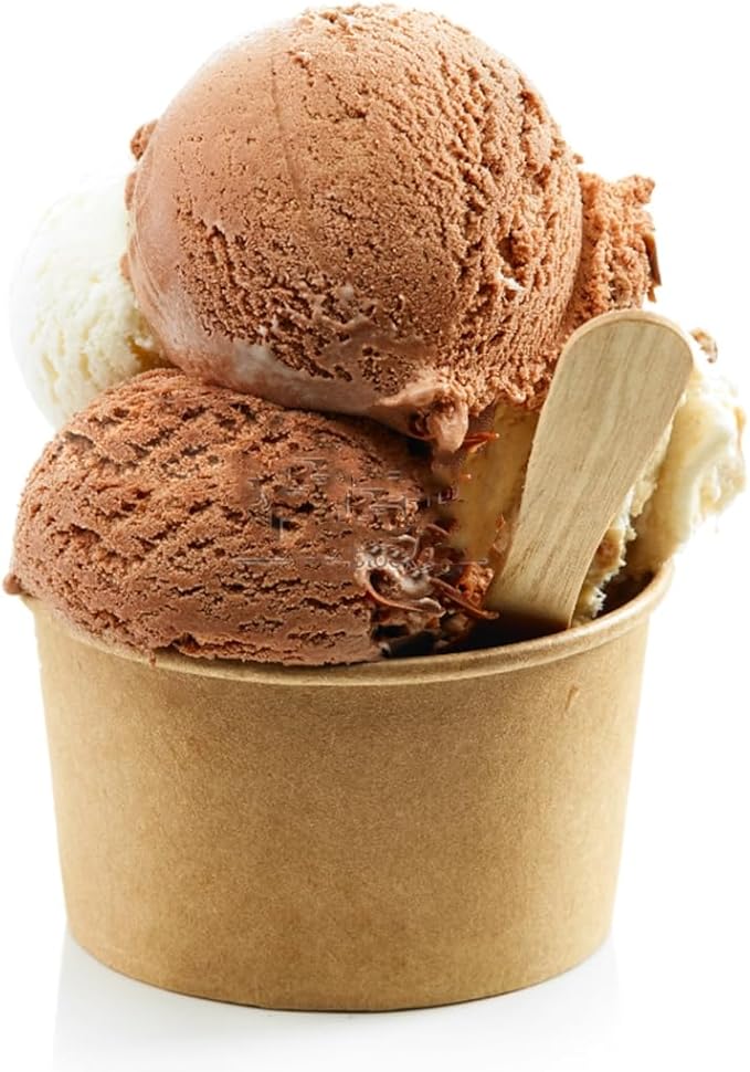 100 Pack Paper Food Containers with Lids, 8 Oz Cardboard Ice Cream Portion Cups, Reusable To Go Hot Soup Bowls for Christmas Thanksgiving Gathering, Brown