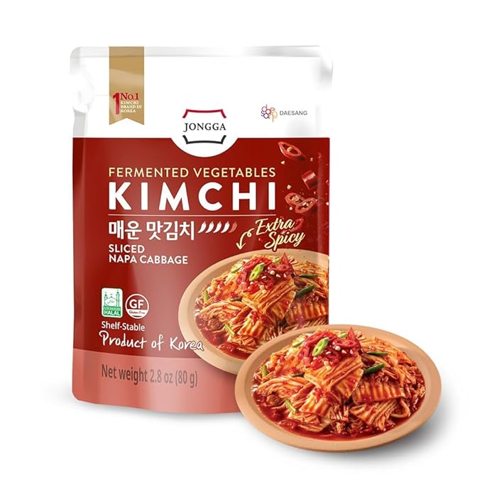 Jongga DF Shelf Stable Extra Spicy Flavored Kimchi 80 g (Pack of 8, Xtra Spicy)