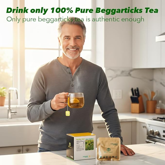 Soilmount - Beggarticks Tea - |Bidens Tripartita|Trifid Bur-marigold|Bidens Tripartita L.|Trifid Bur-marigold|Gui Zhen Cao|鬼针草|귀신침 초| - Pure Herbal Tea - Natural, Organic, Non-GMO, Clean Ingredients, Caffeine Free (18 Tea Bags, Box 1)
