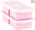 Souper Cubes 2 Cup Silicone Freezer Tray with Lid, Perfect for Storing Lasagna, Leftovers, Sauces, Portioned Meals and More, Silicone Freezer Mold for Meal Prepping - Cotton Candy - 2-Pack