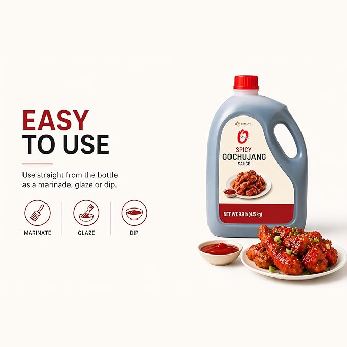 Korean Sauces – [Spicy Gochujang Sauce | 1.2 Gallon] 4.5kg - Vegan Bulk Marinade Glaze Dip for Bulgogi, Fried Chicken, Ribs, Tteokbokki, Stir Fry, Wings – O’food (Spicy Cochujang)