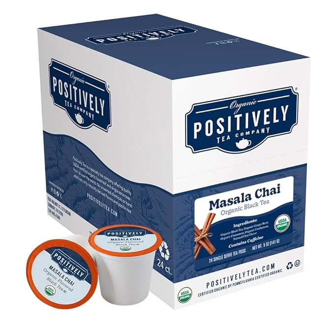 Organic Positively Tea Company, Masala Chai Black Tea, K-Cup Compatible, 24 Pods