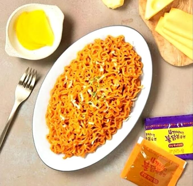Samyang Buldak Hot Chicken Spicy Ramen Korea Instant Packaged Noodles,4.94 oz,Cheese,5 Pack