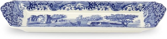 Portmeirion Blue Italian Small Tray | Serving Platter for Tea Sandwiches, Desserts, and Appetizers | Porcelain | Measures 9-Inches | Dishwasher Safe (Blue/White)