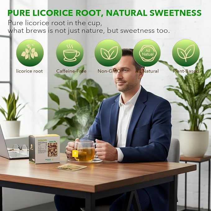 Soilmount Licorice Tea (Gan Cao/甘草)| Natural Herbal Drink | 18 Bags per Box, Soothing & Relaxing, Perfect for Daily Enjoyment