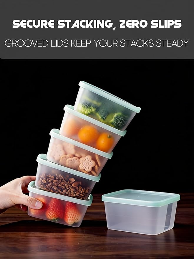 LivLab Mker 30 PCS Food Storage Containers with Lids - Reusable Meal Prep Containers Bpa-Free Freezer Lunch Boxes for Leftovers, Snack, Fruits, Salad - 15 Sets | 20 fl oz | 2.5 Cups