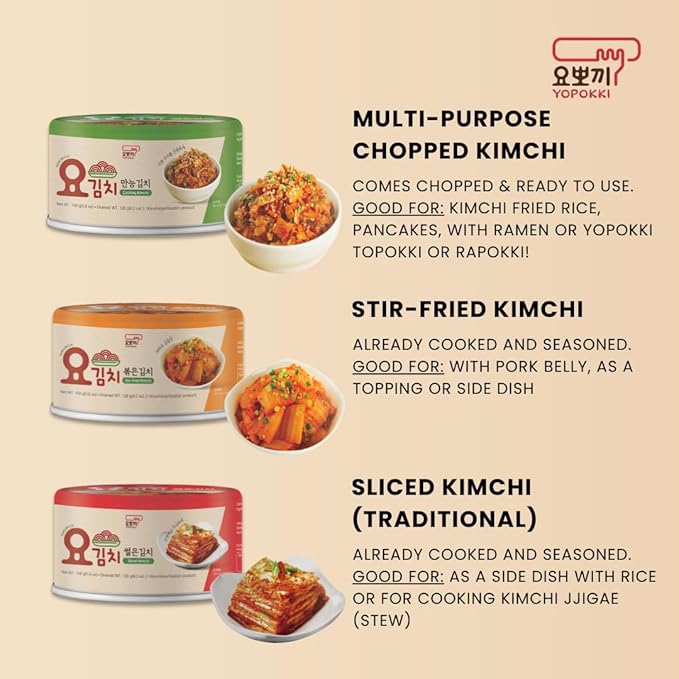 YOPOKKI Korean Canned fermented Kimchi napa Cabbage (4 EA, Original taste)