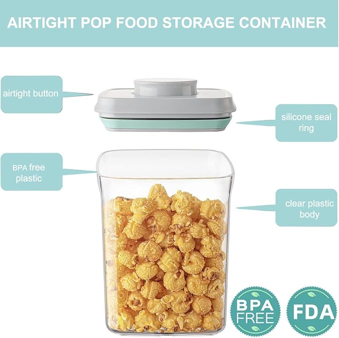 Airtight Food Storage Container Pop Containers With Lids, Bpa Free for Spaghetti Cereal Flour Rice Kitchen Organizer (rectangle 1250ml / 1.25qt)