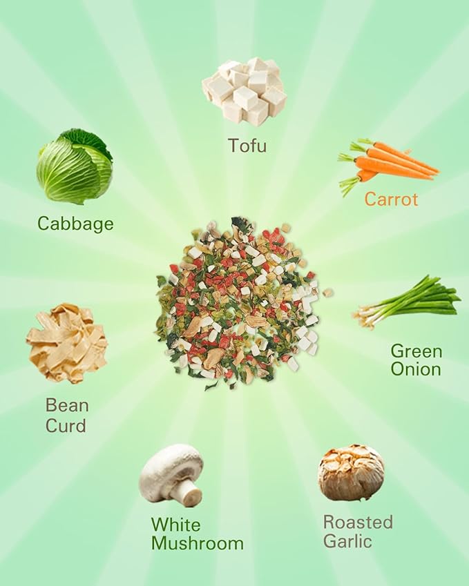 Dried Veggie Tofu Mix for Ramen Toppings Miso Soup - High Protein Umami White Mushroom, Dehydrated Vegetable Flakes for Instant Soup, No Corn, Gluten-Free, No MSG, 7.5oz