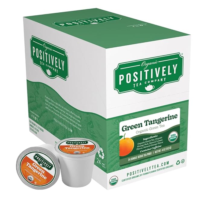 Organic Positively Tea Company, Green Tangerine Green Tea, K-Cup Compatible, 24 Pods