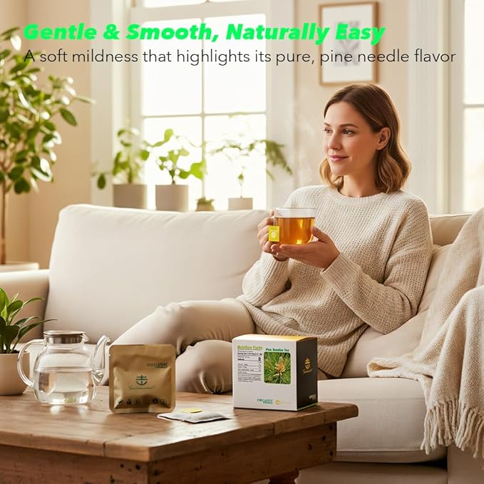 Soilmount - Pine Needle Tea - |Massoniana Tea|马尾松|Ma wei song|솔잎| - Pure Herbal Tea - Natural, Organic, Non-GMO, Clean Ingredients, Caffeine Free (18 Tea Bags, Box 1)