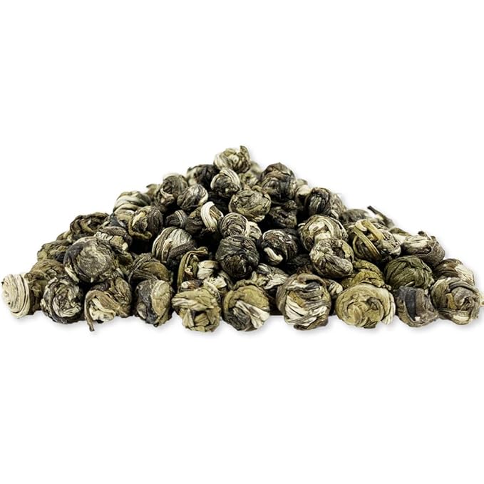 TIAN HU SHAN Jasmine Tea Jasmine Dragon Pearls Green Tea Loose Leaf 7.8oz (221g) Tin