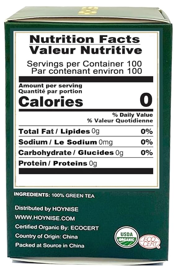 HOYNISE - Organic Green Tea Loose Leaf - Rich in Antioxidants - High Elevation Grown - Fresh & Smooth Flavor - Enjoy Hot or Iced,100g/3.5oz