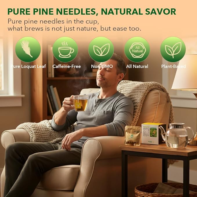 Soilmount - Pine Needle Tea - |Massoniana Tea|马尾松|Ma wei song|솔잎| - Pure Herbal Tea - Natural, Organic, Non-GMO, Clean Ingredients, Caffeine Free (18 Tea Bags, Box 1)