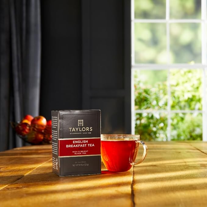 Taylors of Harrogate English Breakfast, Black Tea, Pillow Tea Bags, 50 Count (Pack of 6), Rich, Bright & Malty, Caffeinated, Enjoy Hot or Iced, 300 Teabags Total