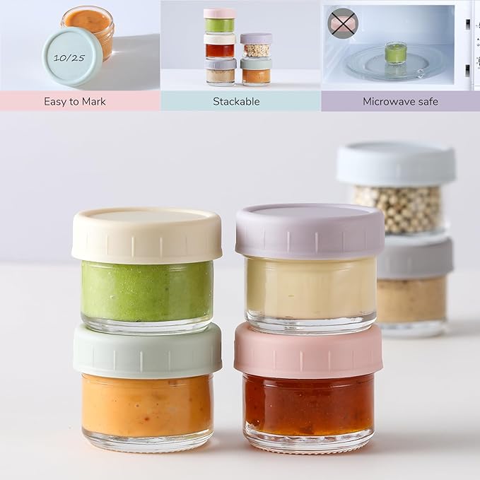 VITEVER [6 Pack] Salad Dressing Container To Go, 1.7 oz Glass Small Condiment Container with Lids, Dipping Sauce Cups Set, Leakproof Reusable Sauce Containers for Lunch Box Work Trip.