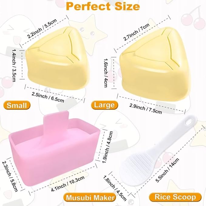 Onigiri Mold, 3 Pack Musubi Press Maker Triangle Rice Ball Mold Maker for Kid Lunch Bento and Home DIY