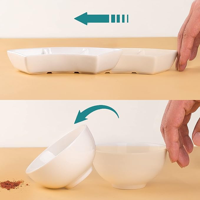 DELLING Ceramic Dipping Sauce Bowls Set - 3 Oz Dipping Dishes- Small Bowls for Sushi, BBQ or Fondue - Great for Different Sauce and Dip, Set of 5