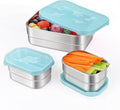Tanjiae 3 CUP+1 CUP Stainless Steel Lunch Snack Containers Set | Leak Proof 304 Stainless Steel Food Containers with Silicone Lids - Perfect Metal Lunch Box for Home and Travel (25oz+8oz*2)