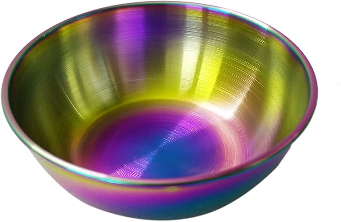 8Pcs Mini Stainless Steel Dipping Sauce Bowls, Dishes, Round Seasoning Saucers, Small Individual Appetizer Plates, Sushi Dipping Bowl, Rainbow 3.27"x3.27"x1.14"