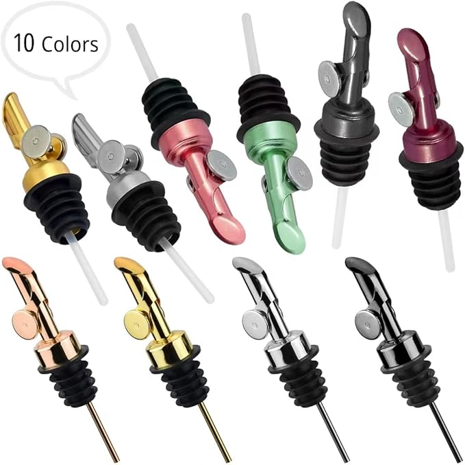 Olive oil dispenser nozzle, stainless steel automatic opening and closing nozzle, leak proof, suitable for olive oil, vinegar, wine, and other liquid bottles (green 2 pcs)